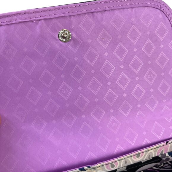 Vera Bradley Navy Purple Womens Quilted Floral Wallet Wristlet Coin Purse Bag - Picture 15 of 16